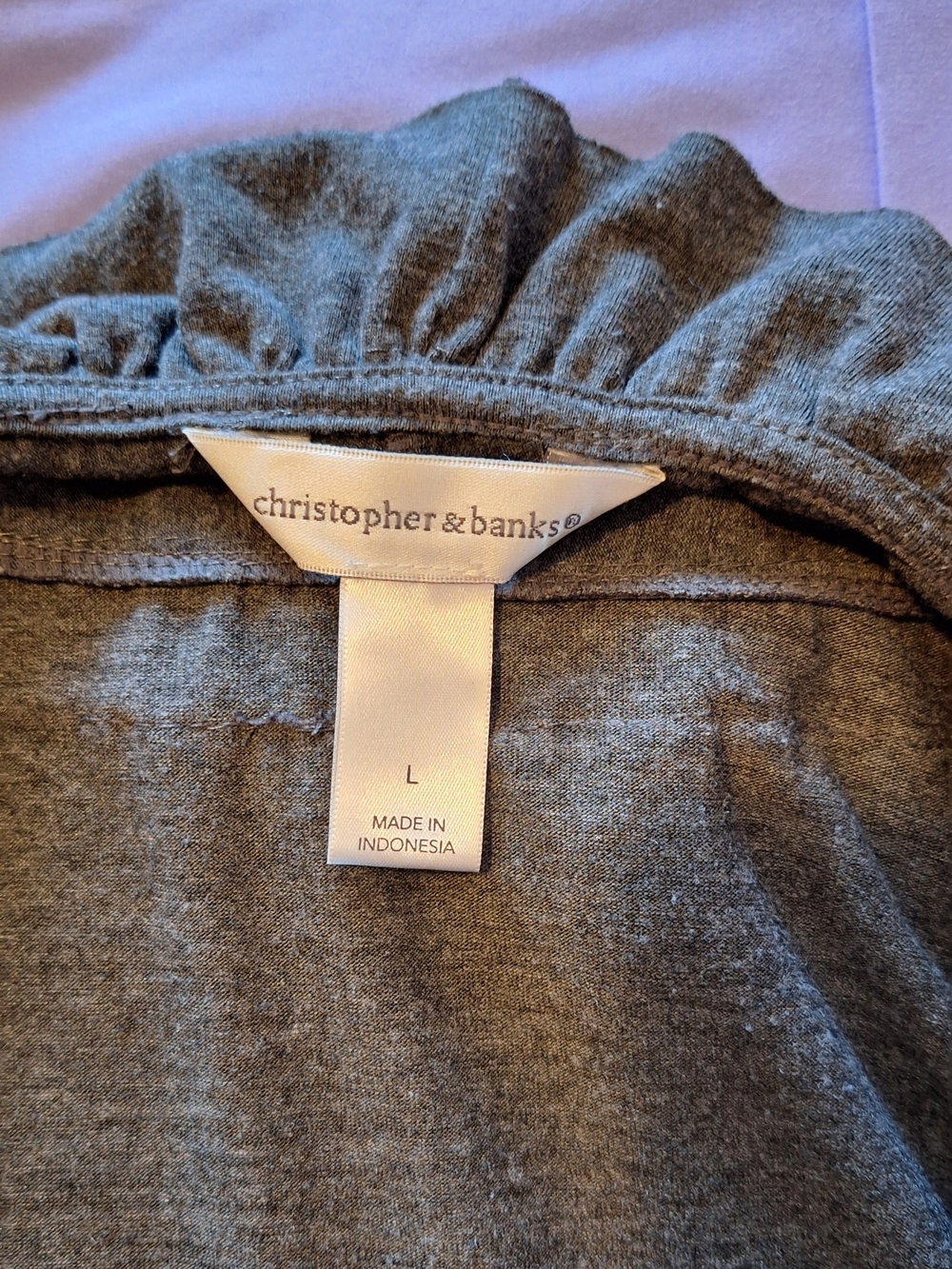 Christopher & Banks Dark Gray Ruffled Open-Front Cardigan - Picture 4 of 9